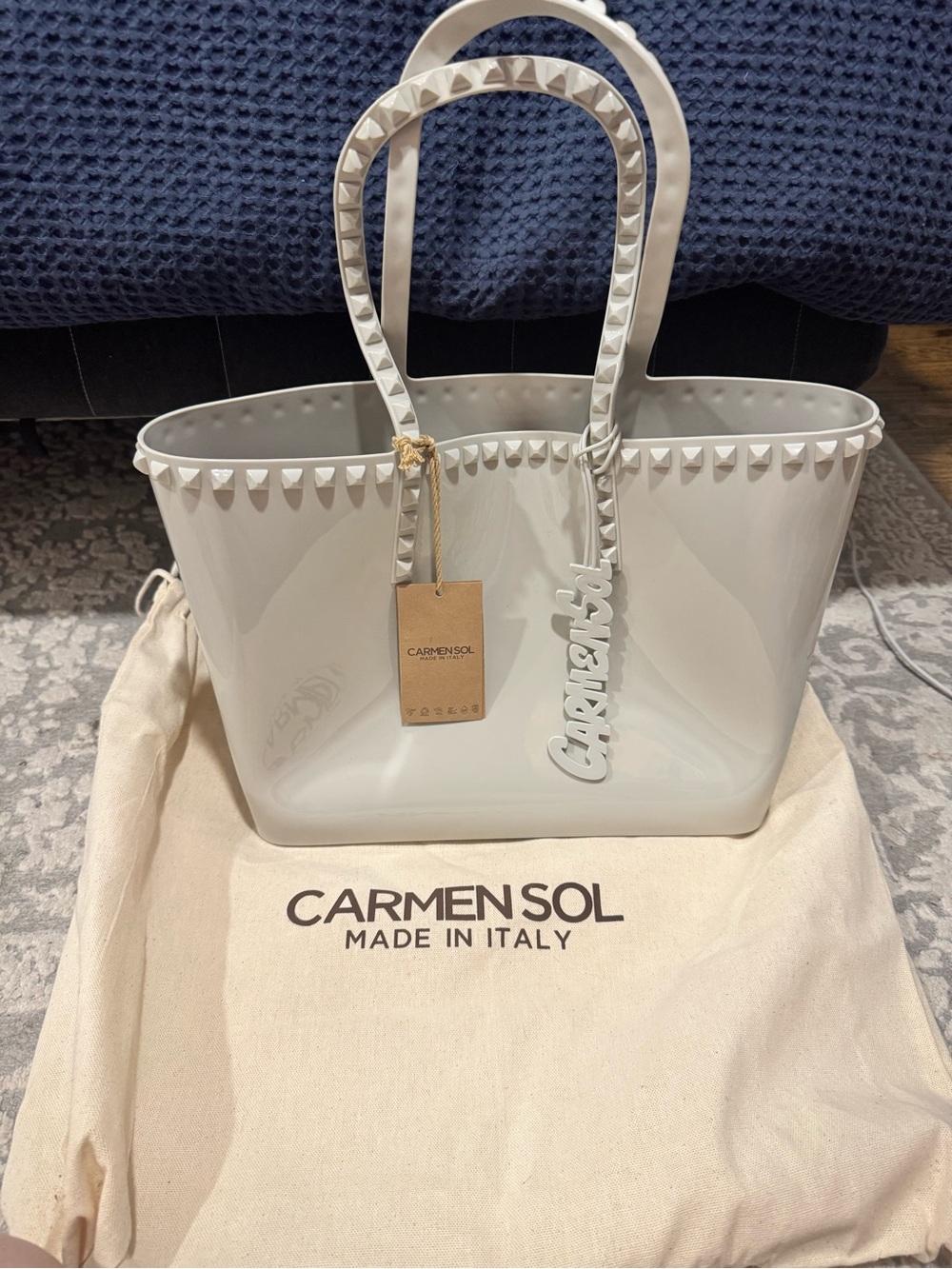 White Studded Tote Bag